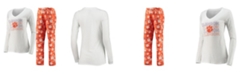 Concepts Sport Women's Orange, White Clemson Tigers Flagship Long Sleeve T-shirt and Pants Sleep Set